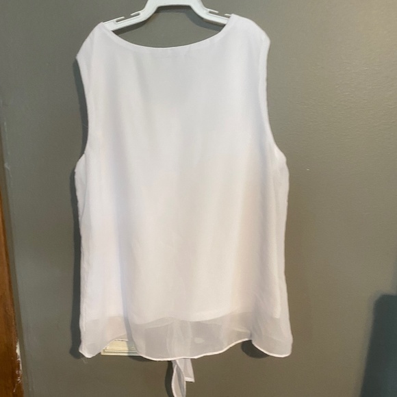 Amy's Closet Beautiful White Lined Front Ruffle Waterfall Button Blouse & Tie 14 - Picture 3 of 8